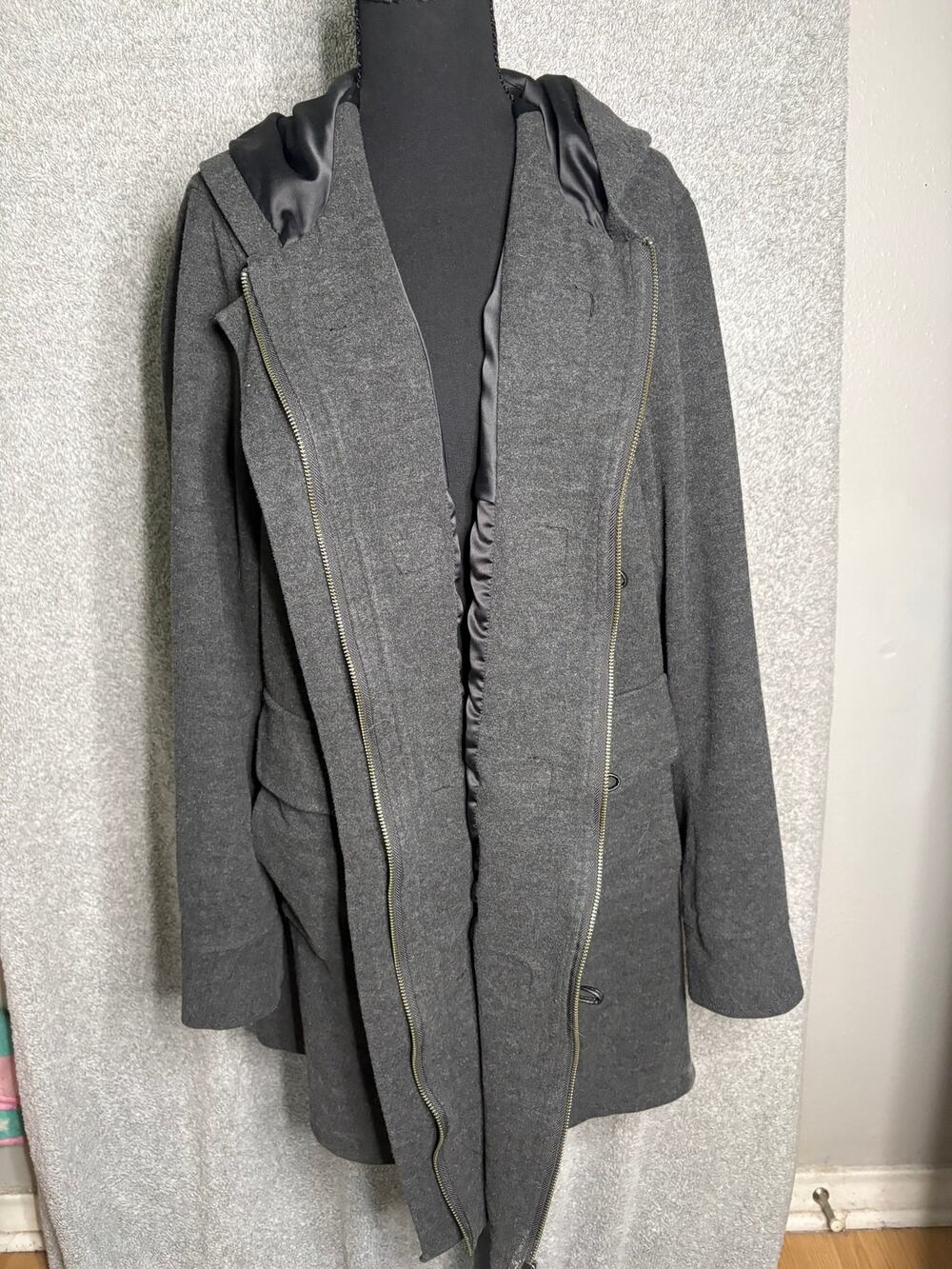 Torrid Size 2 Gray Hooded Toggle Duffle Coat Plus Size